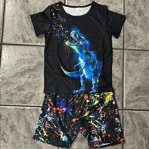 Dinosaur Graphic T-Shirt and Shorts Pajama Set